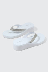 Rhinestone Platform Wedge Flip Flops