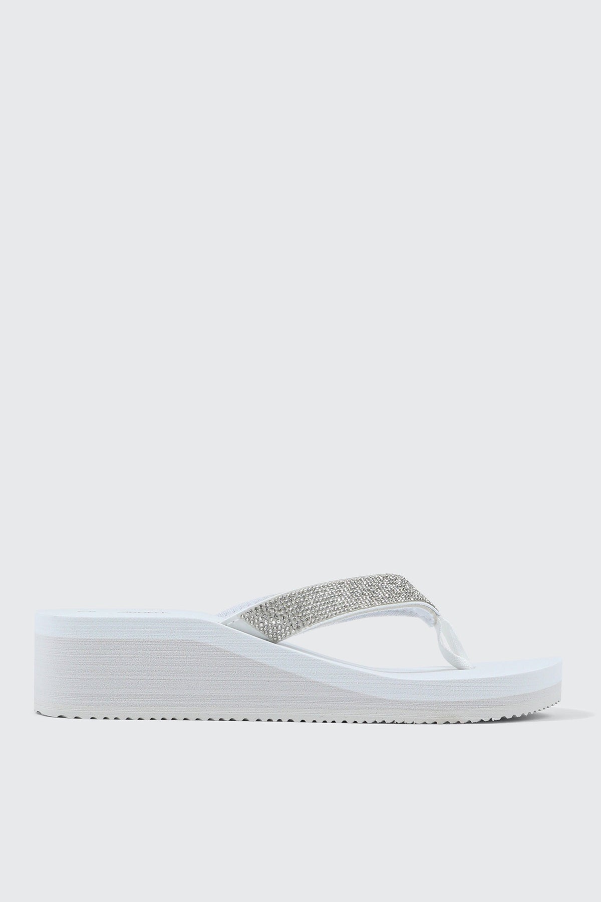 Rhinestone Platform Wedge Flip Flops