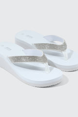 Rhinestone Platform Wedge Flip Flops
