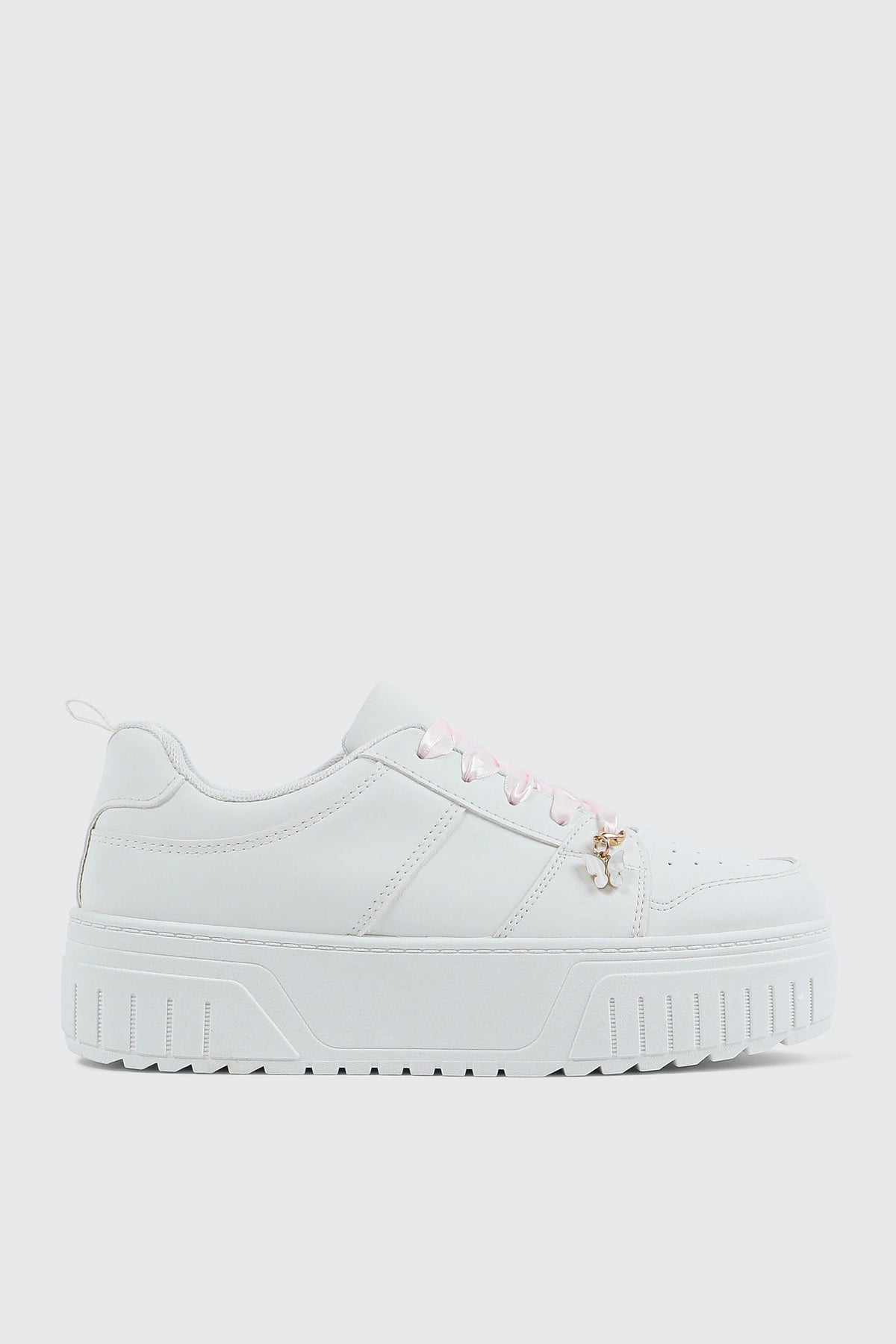 Thick Sole Court Sneakers with Charm