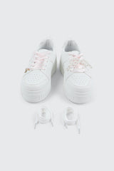 Thick Sole Court Sneakers with Charm