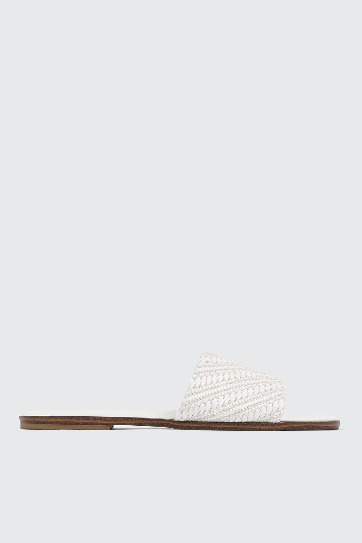 Raffia Square Toe Slide Sandals