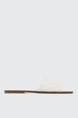 Raffia Square Toe Slide Sandals