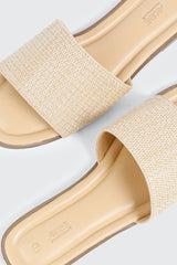 Raffia Square Toe Slide Sandals