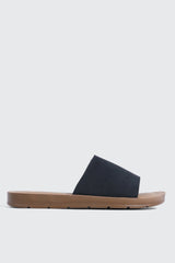 Faux Leather One Band Slide Sandals
