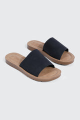 Faux Leather One Band Slide Sandals