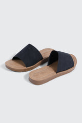 Faux Leather One Band Slide Sandals