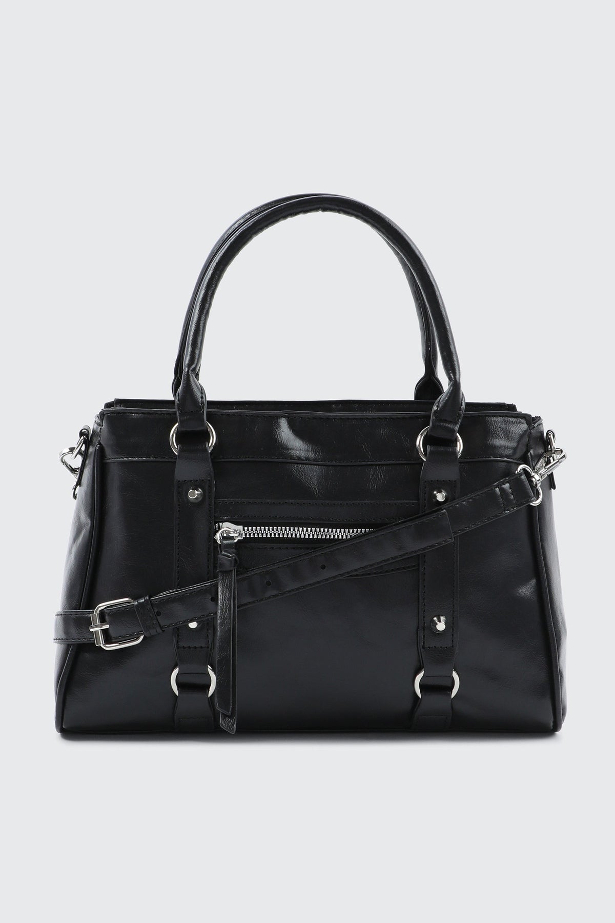 Crinkle Faux Leather Tote Bag