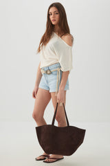 Large Faux Suede Tote Bag