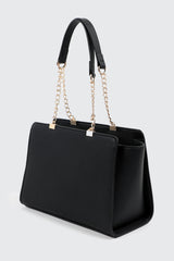 Faux Leather Tote Bag with Chain Straps