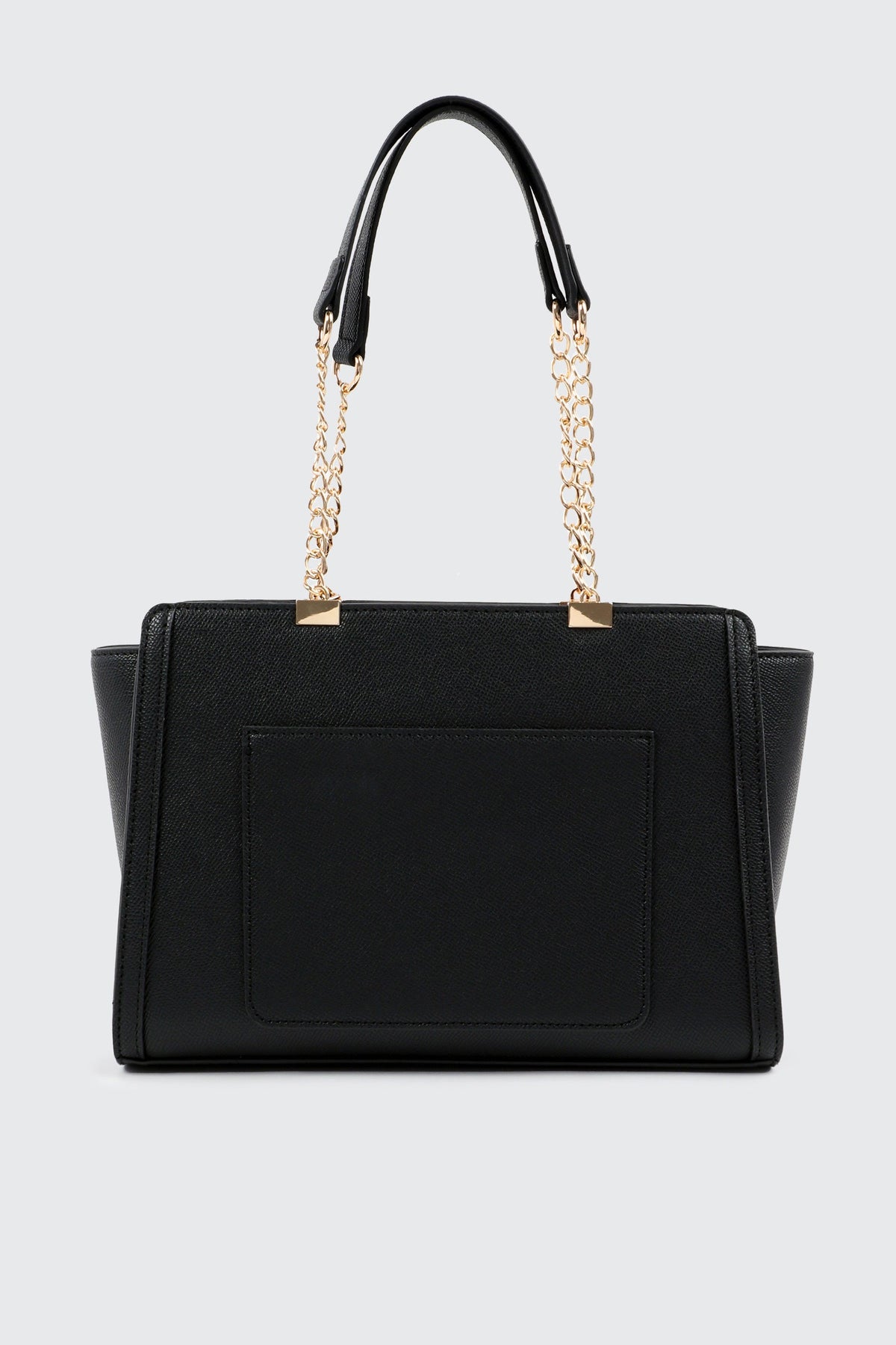 Faux Leather Tote Bag with Chain Straps