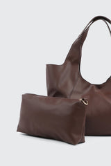 Large Faux Leather Slouchy Shoulder Bag