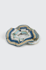 Oversized Striped Crochet Scrunchie