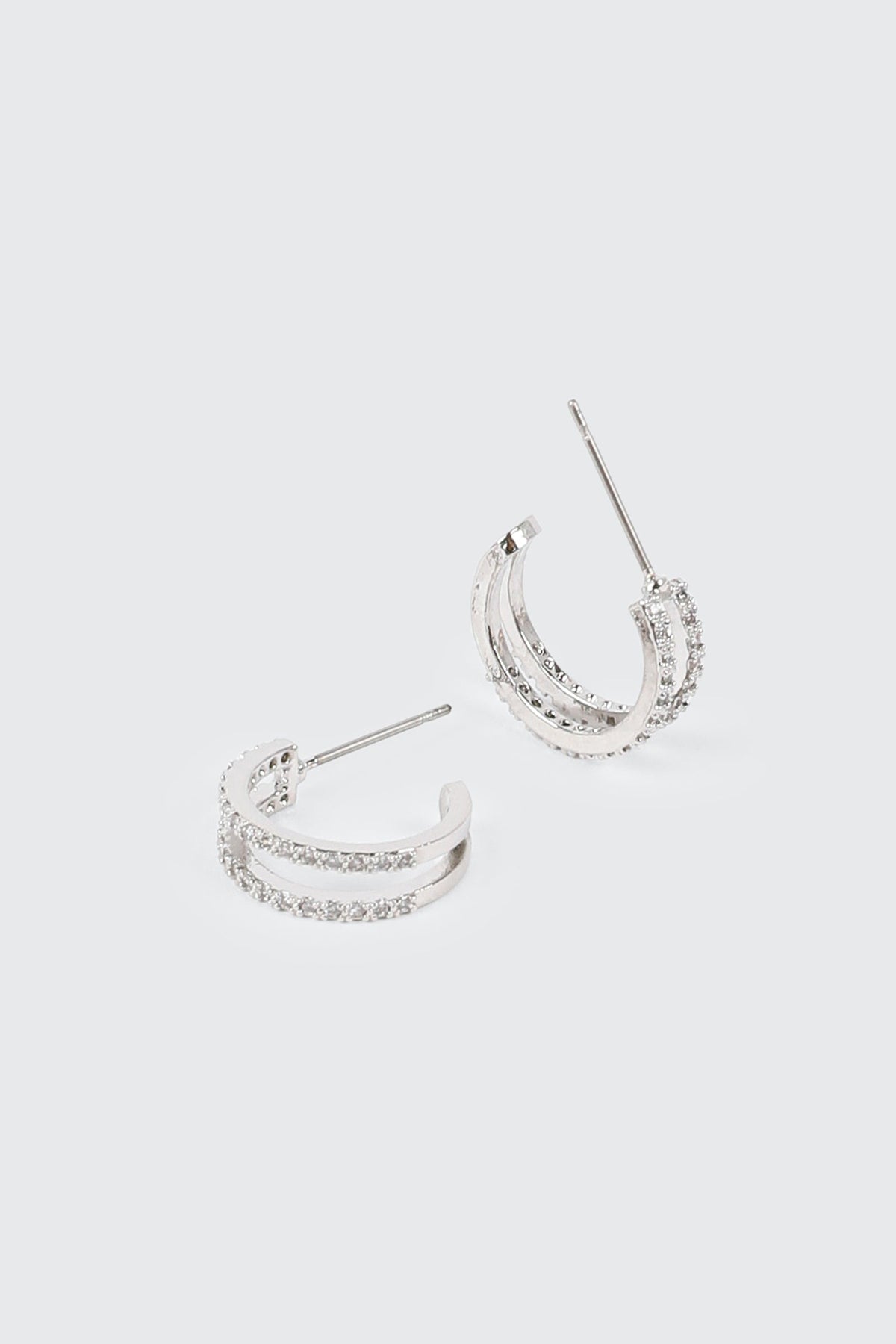 14K White Gold Plated Hoop Earrings