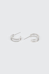 14K White Gold Plated Hoop Earrings