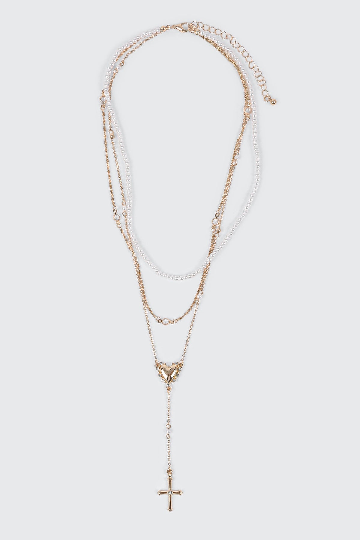 Layered Pearl Charm Necklace