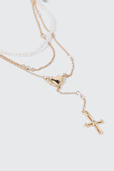 Layered Pearl Charm Necklace
