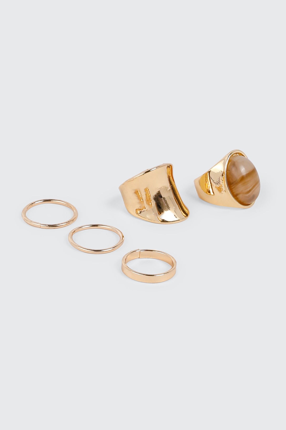 5-Pack Marbled Stone Ring Set