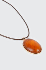 Oval Pendant Cord Necklace