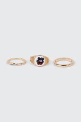 Cherry Bow Ring Set