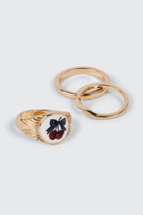 Cherry Bow Ring Set