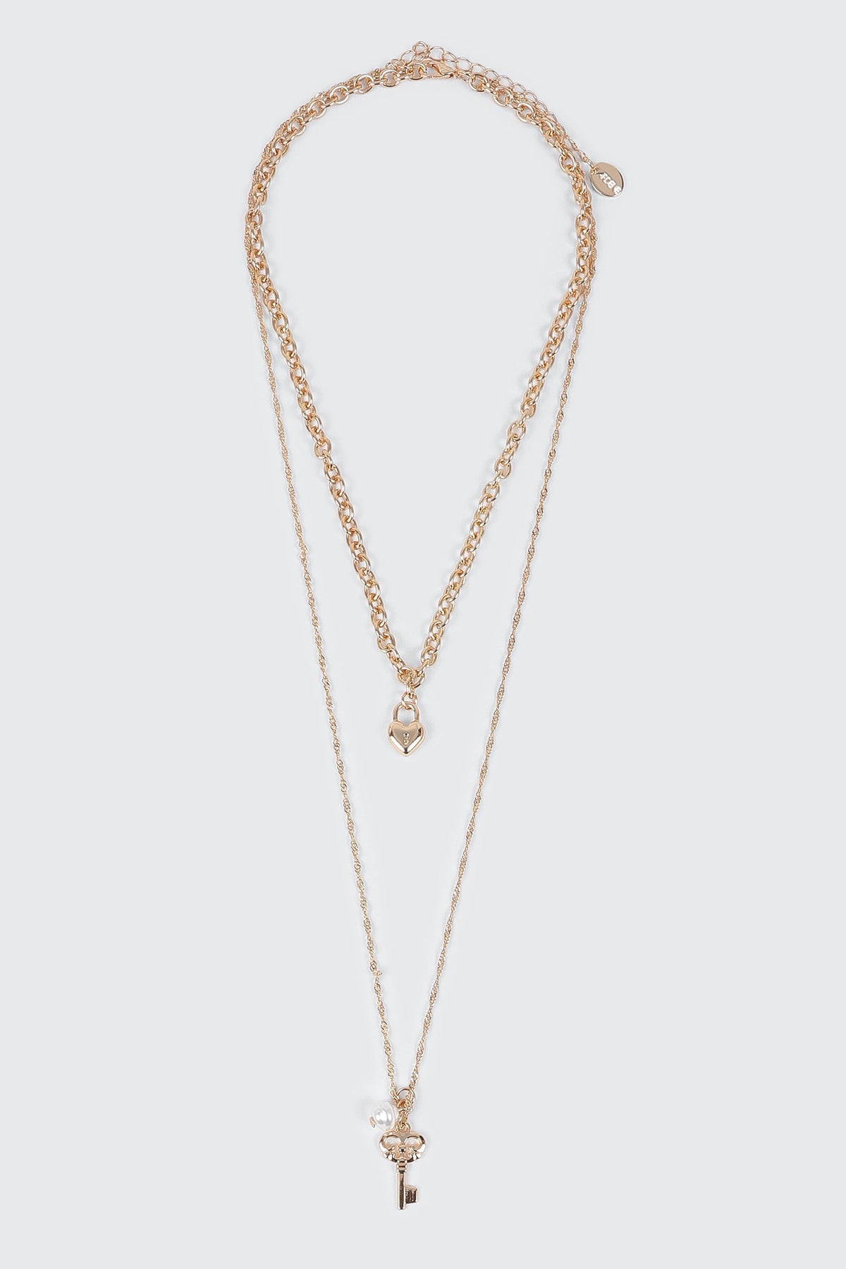 Two-Row Heart Padlock Necklace
