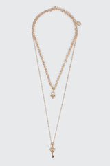 Two-Row Heart Padlock Necklace