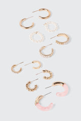 6 Pairs Pearl Hoop Earring Set