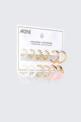6 Pairs Pearl Hoop Earring Set