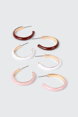 3-Pack Enamel Hoop Earrings