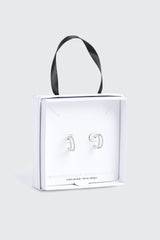 14K White Gold Plated Hoop Earrings