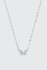 14K White Gold Plated Butterfly Necklace