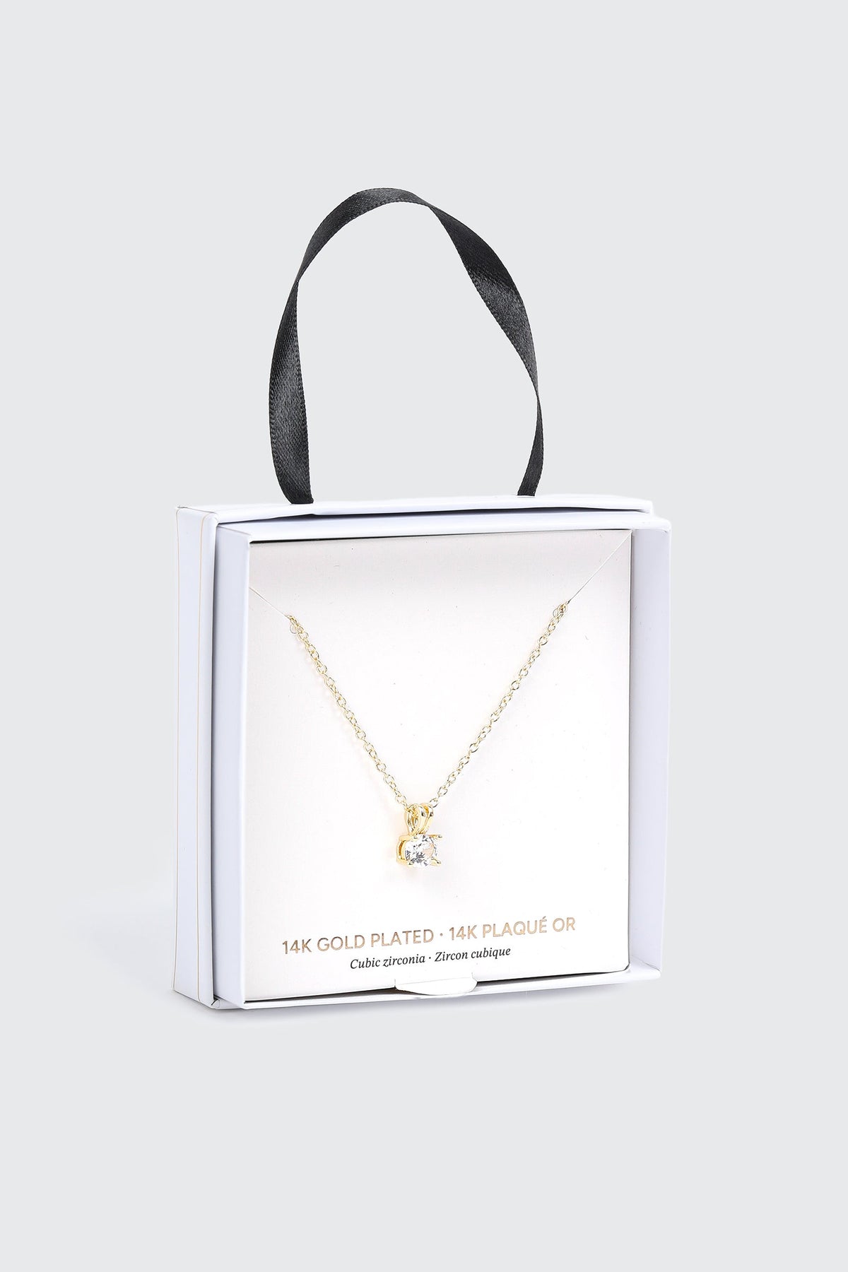 14K Gold Plated Solitaire Necklace