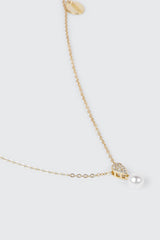 14K Gold Pearl and heart Pendant Necklace