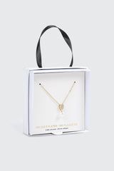 14K Gold Pearl and heart Pendant Necklace