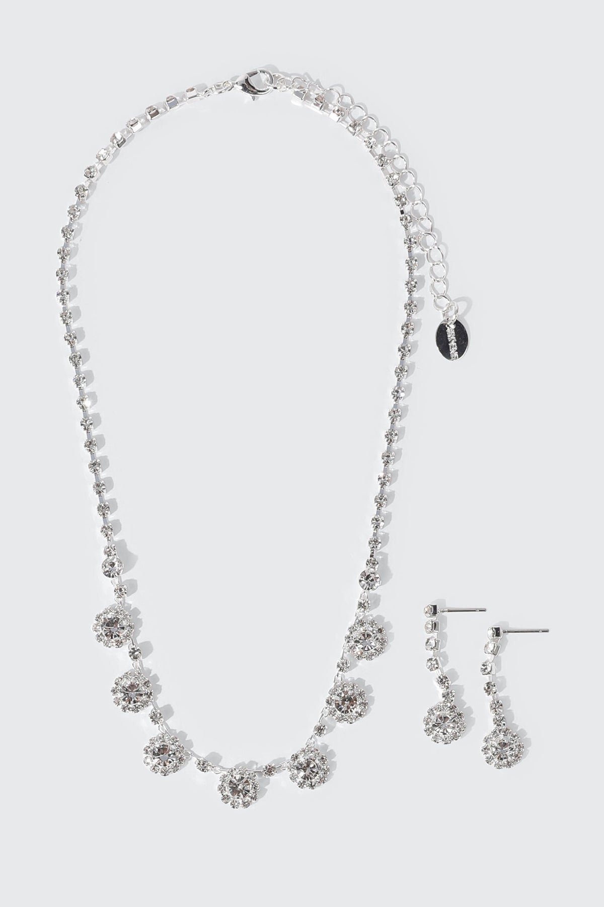 Floral Rhinestone Necklace Set