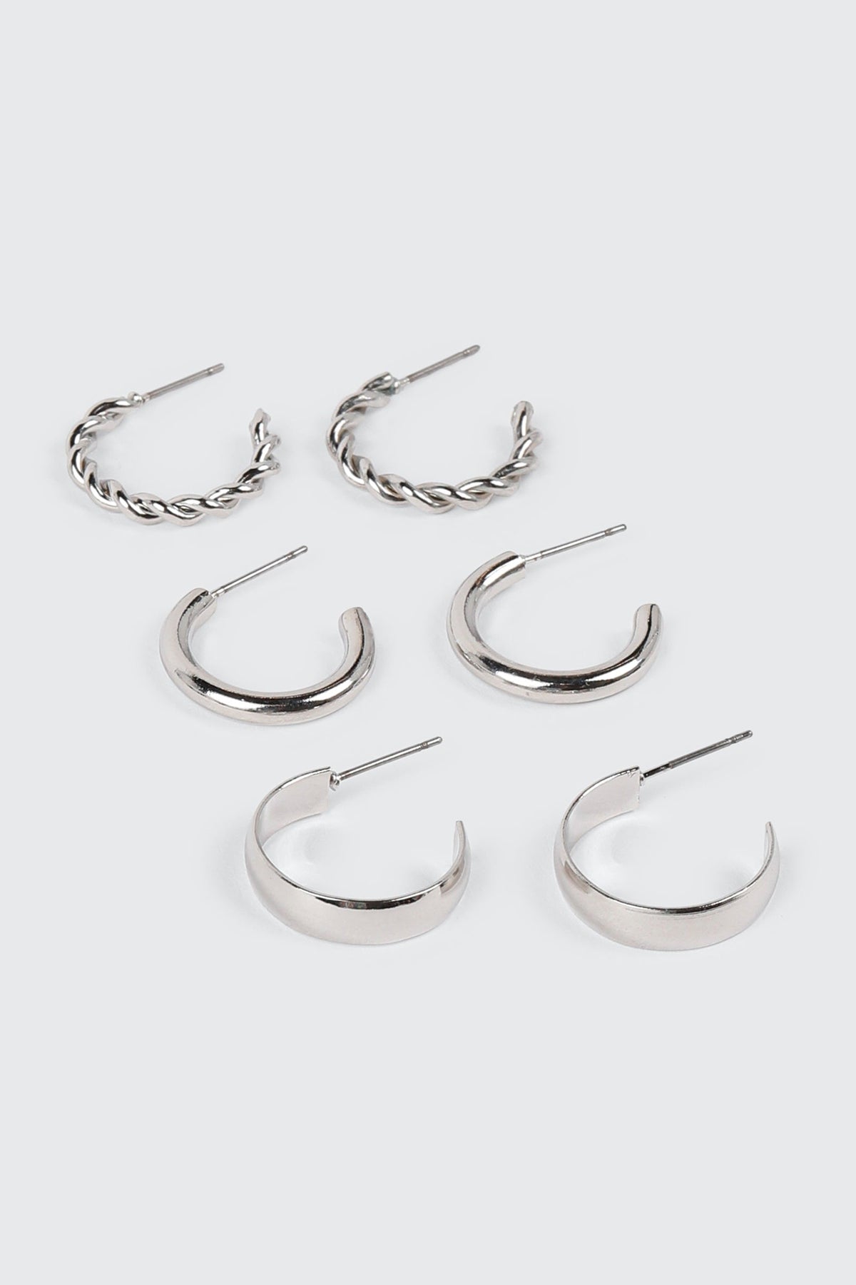 14K White Gold Plated Hoop Earrings