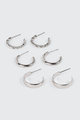 14K White Gold Plated Hoop Earrings