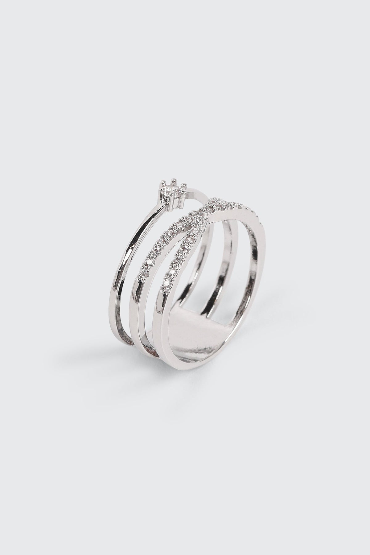 14K White Gold Plated X Ring
