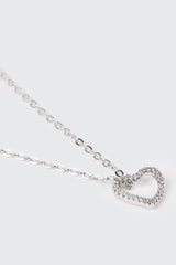 14K White Gold Plated Heart Necklace