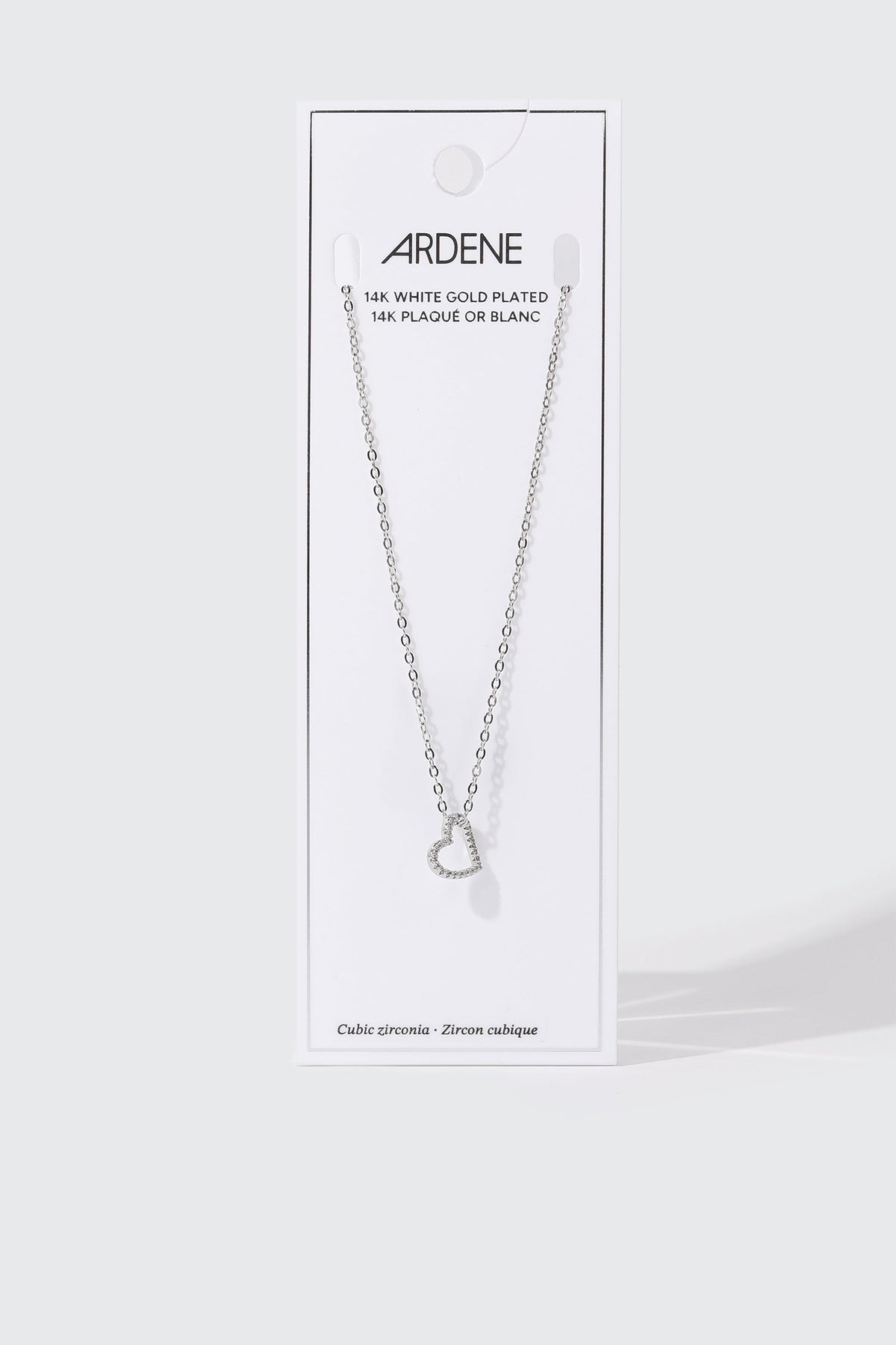 14K White Gold Plated Heart Necklace