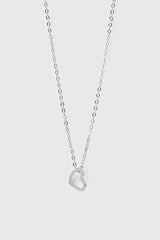 14K White Gold Plated Heart Necklace
