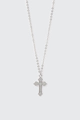 14K White Gold Cross Necklace