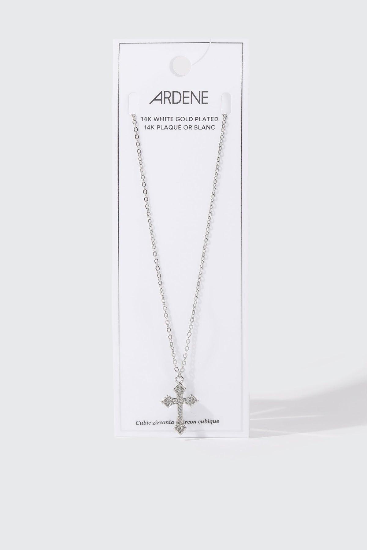 14K White Gold Cross Necklace