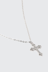 14K White Gold Cross Necklace