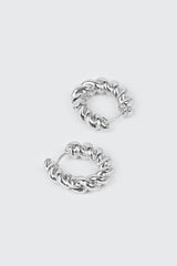 14K White Gold Plated Hoop Earrings