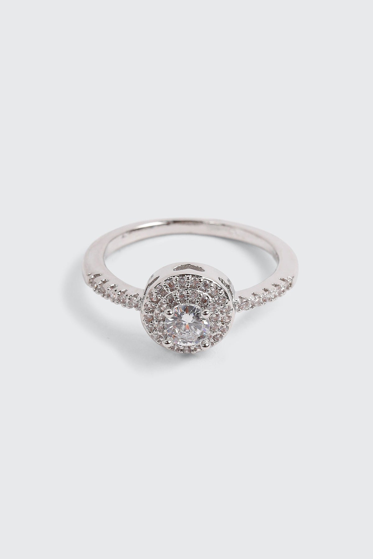 14K White Gold Plated Cushion Solitaire Ring