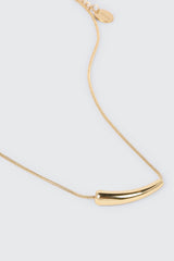 14K Gold Plated Curved Charm Necklace