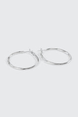 14K White Gold Plated Hoop Earrings