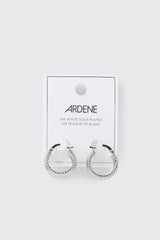 14K White Gold Plated Hoop Earrings